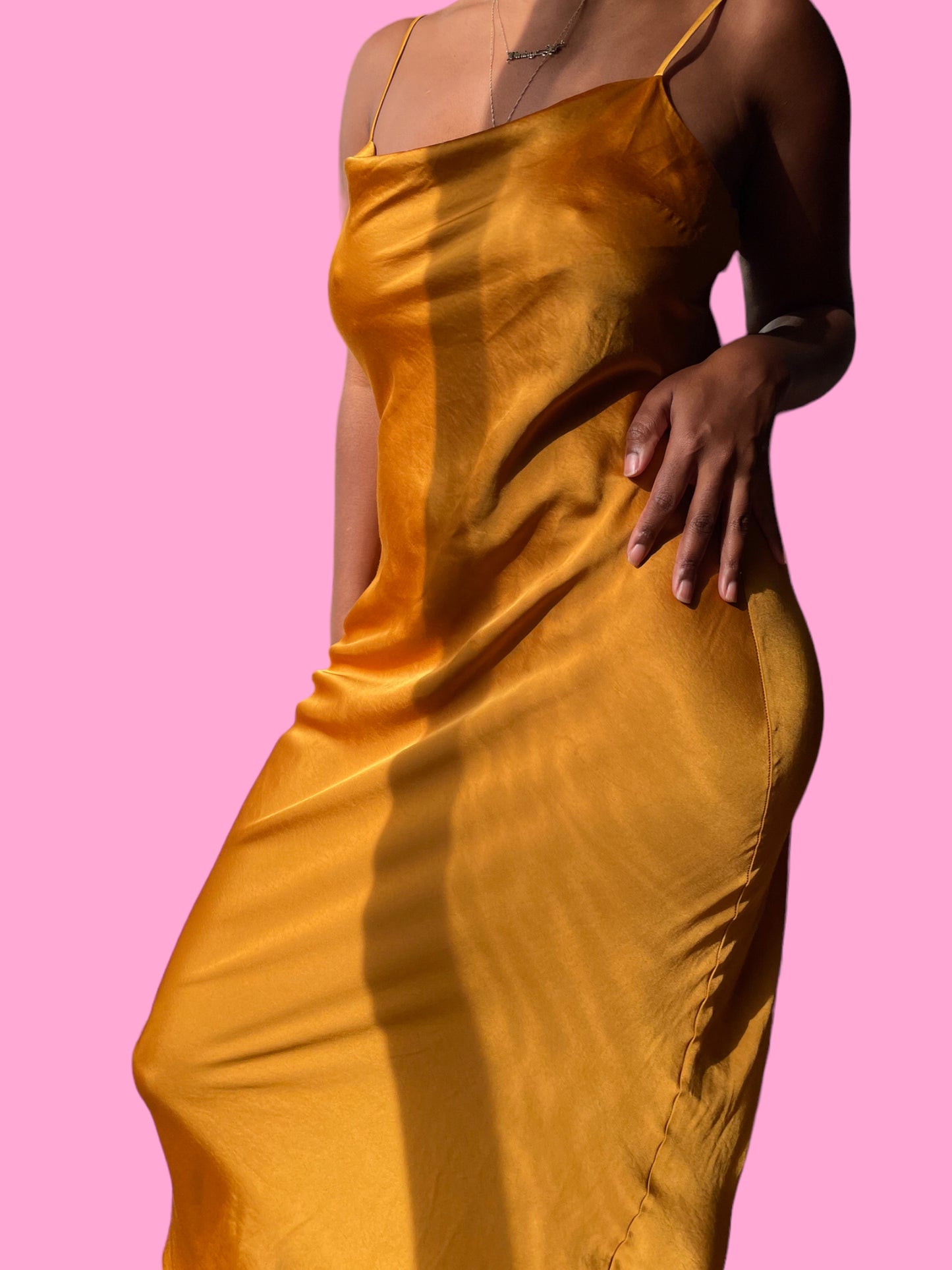 Gold Satin Slip Dress