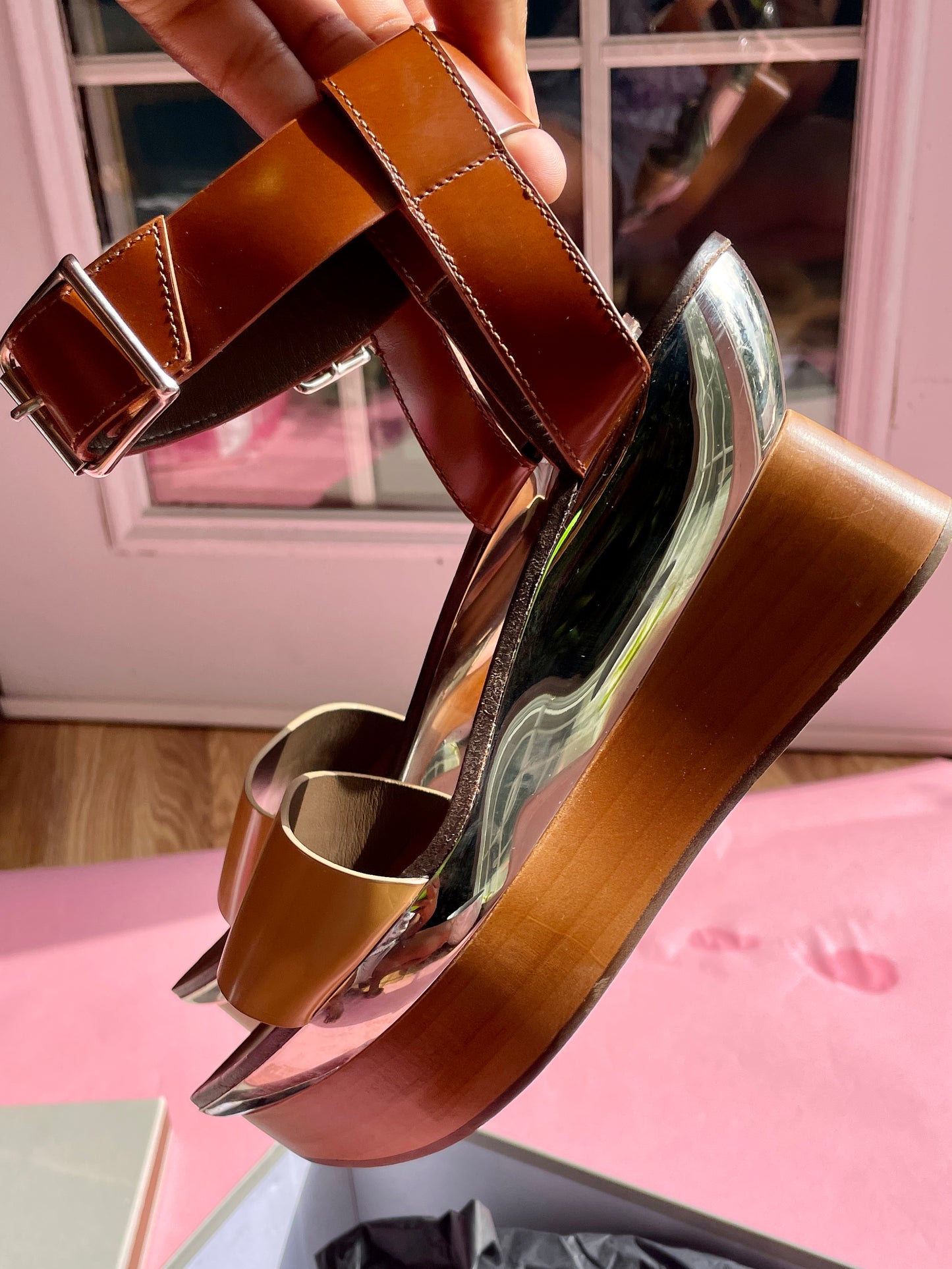 Marni Mirror Wood Wedges