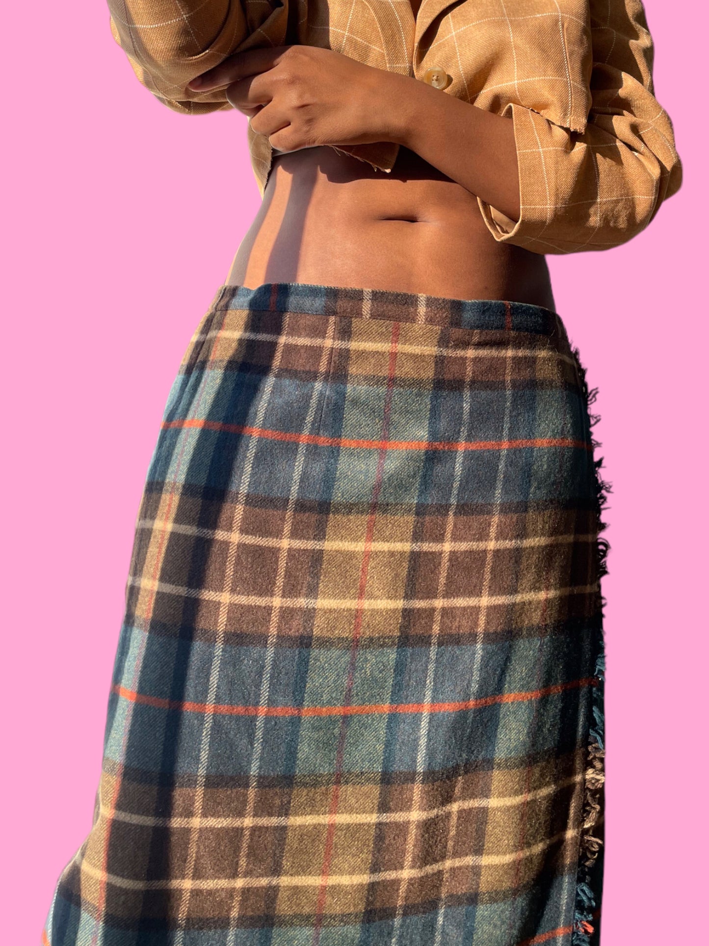 Vintage Plaid Wrap Skirt
