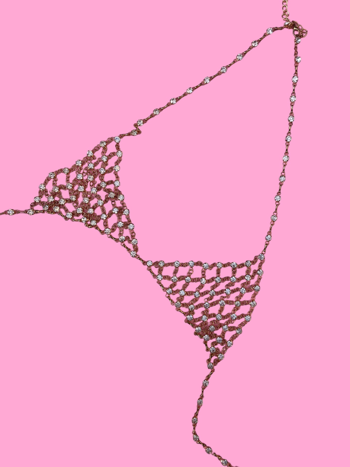 Gold chain rhinestone bralette