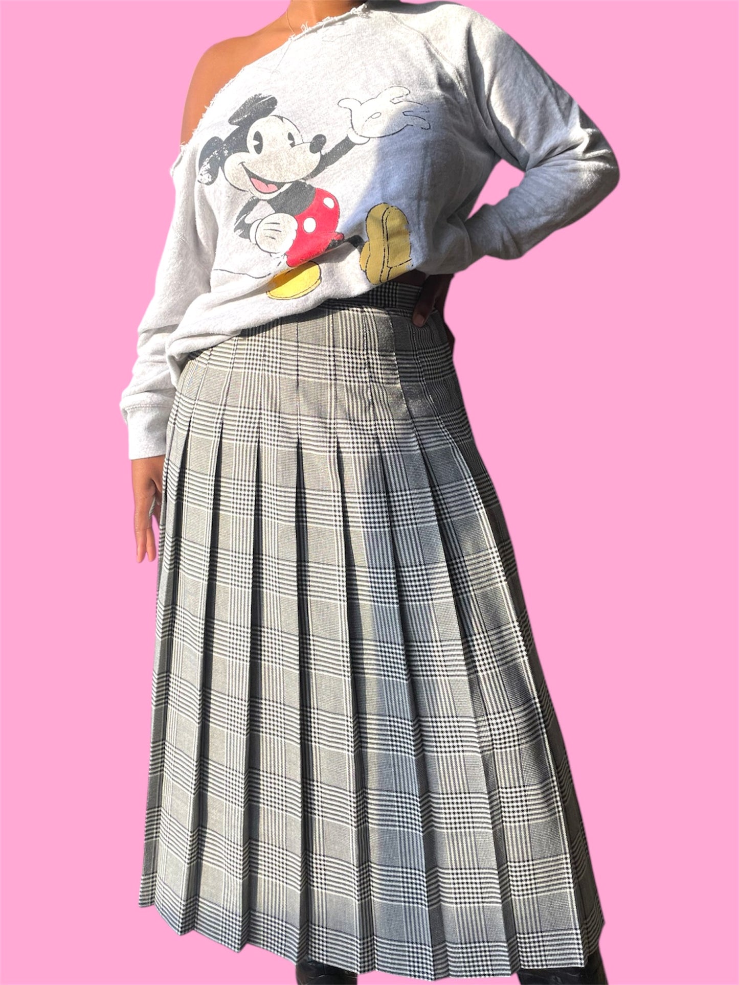 Pleated Plaid Skirt