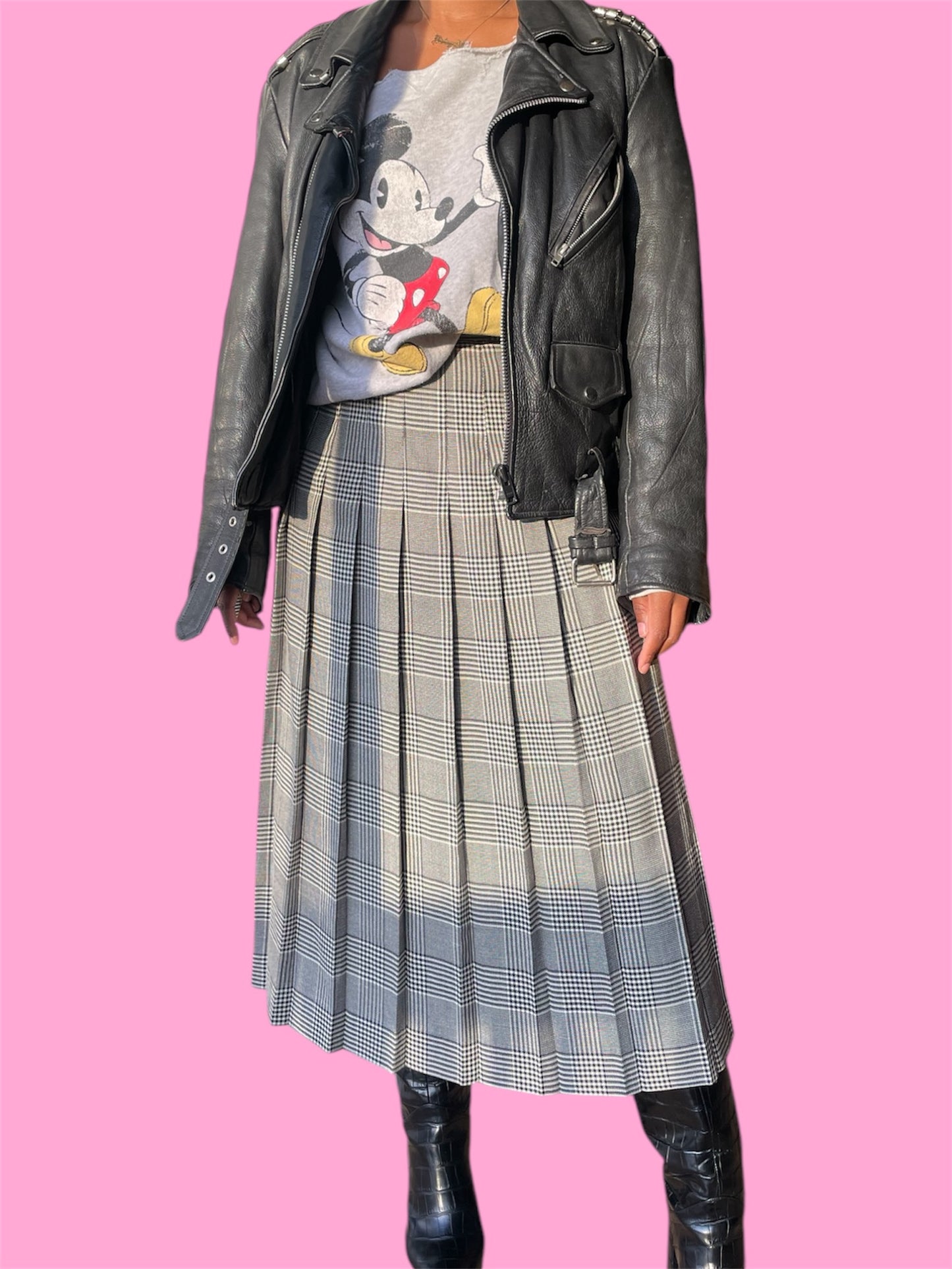 Pleated Plaid Skirt