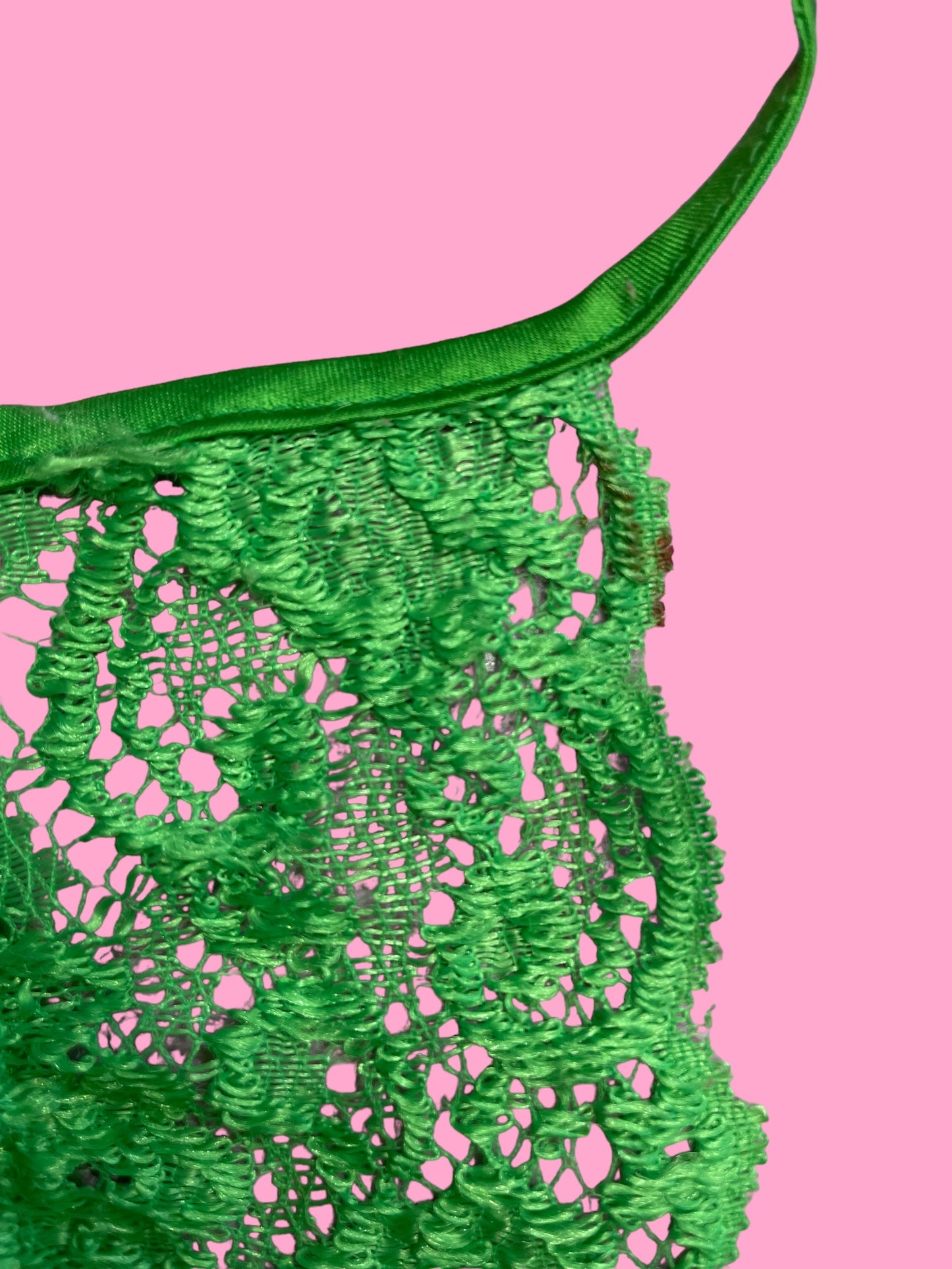 Green Lace Trim Slip Dress