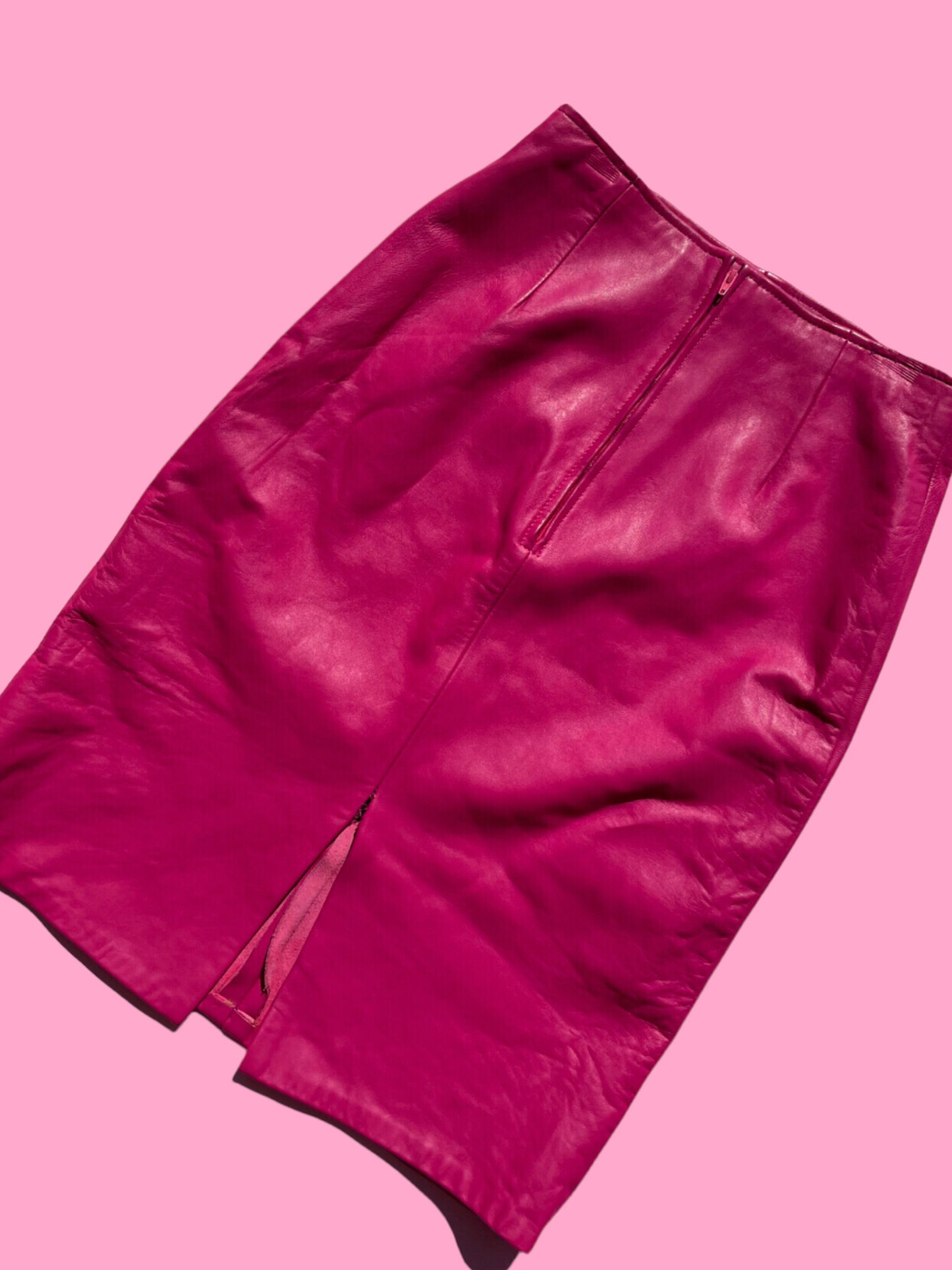 Pink Vintage Leather Skirt