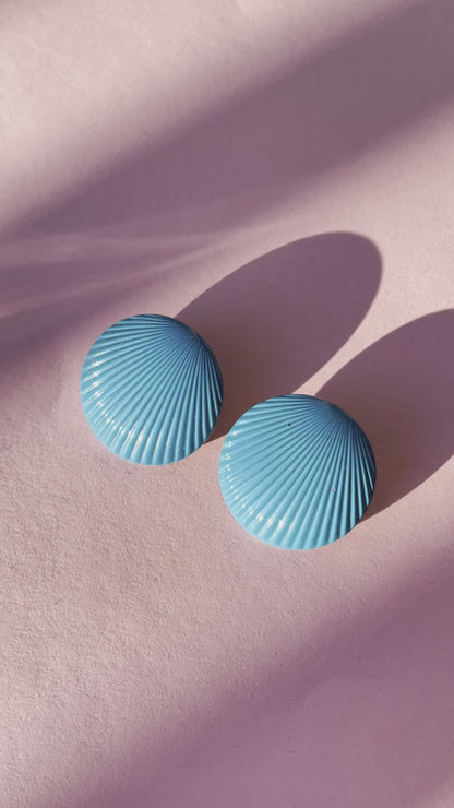 Vintage Blue Seashell Earrings