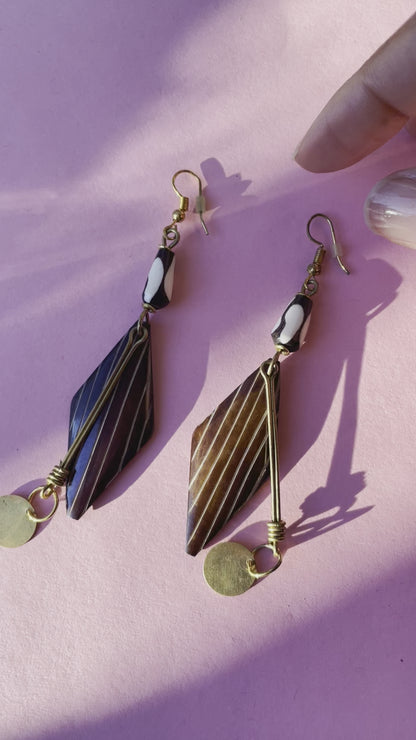 Aztec Brown and Gold Earrings