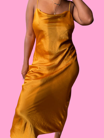 Gold Satin Slip Dress