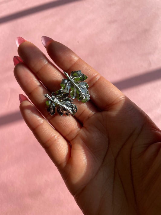 Vintage Silver Leaf Earrings