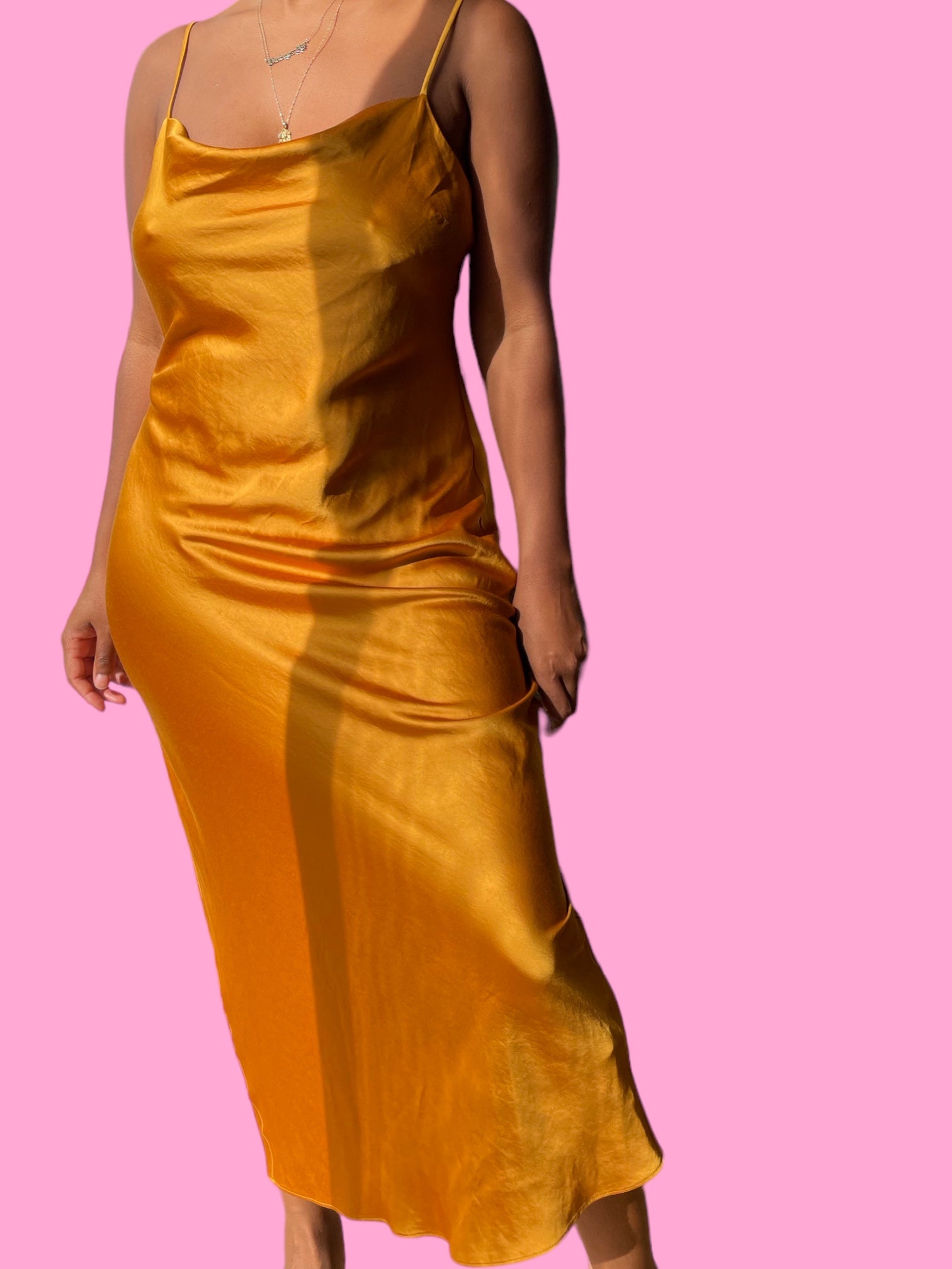 Gold maxi slip dress
