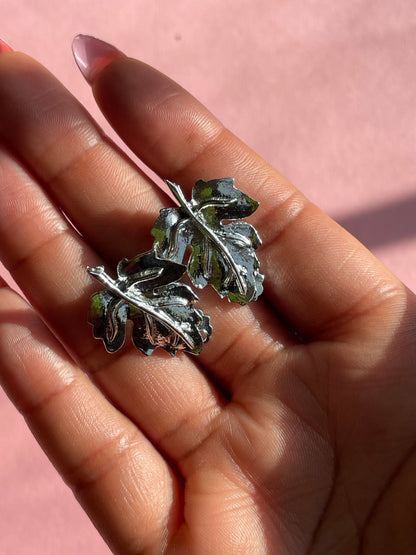 Vintage Silver Leaf Earrings
