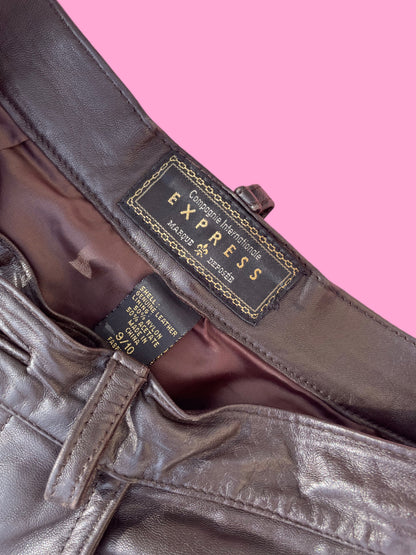 brand label for brown leather pants
