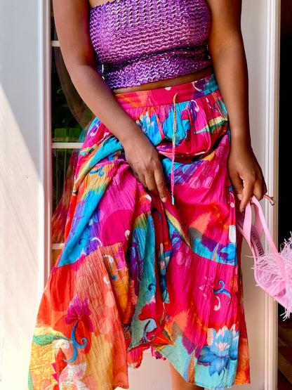 Tropical Floral Y2k Skirt