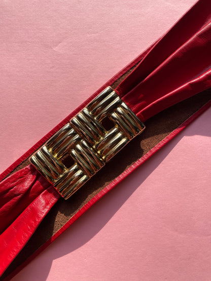 Vintage Red Leather Belt