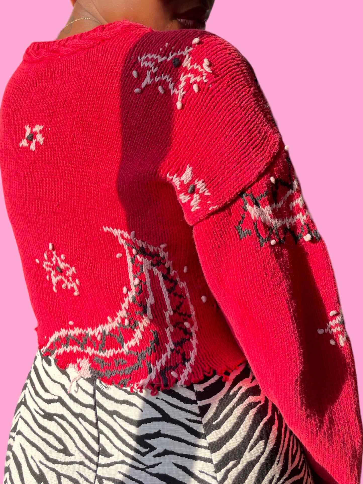 Cropped Bandana Print Sweater