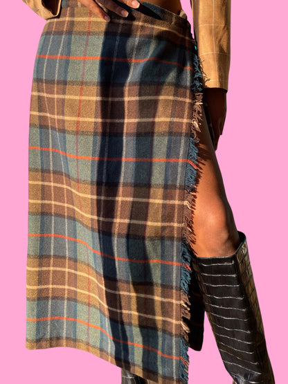Vintage Plaid Wrap Skirt