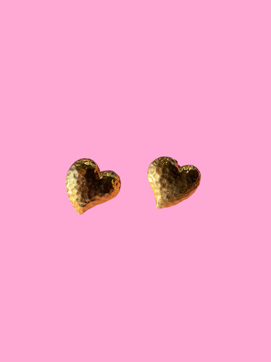 Vintage Gold Heart Earrings