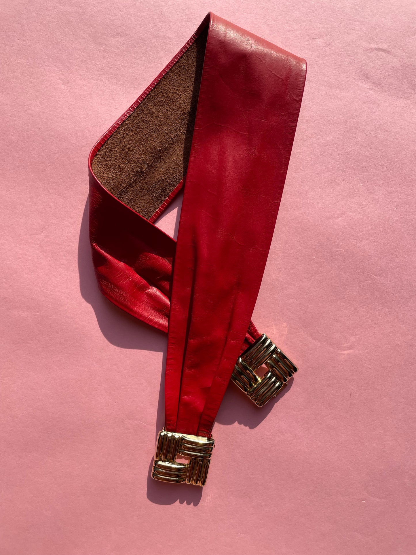 Vintage Red Leather Belt