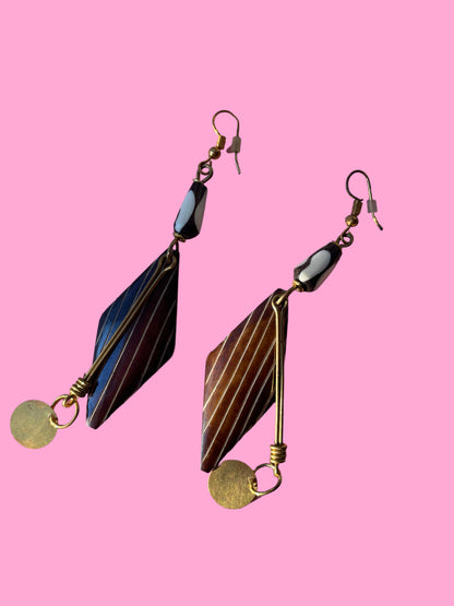 Aztec Brown and Gold Earrings