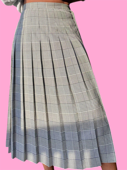 Pleated Plaid Skirt