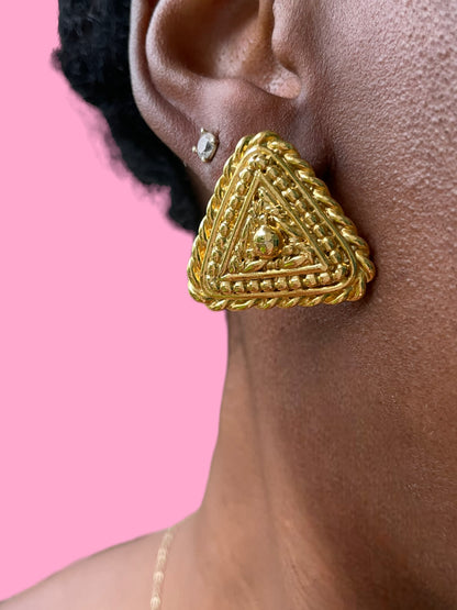 Vintage Gold Triangle Earrings
