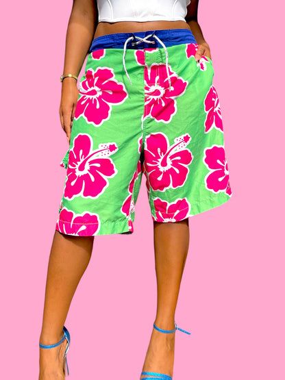 Floral Print Surfer Shorts