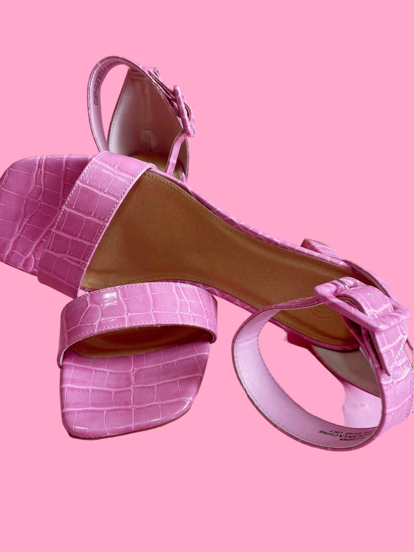 Pink ankle strap heels