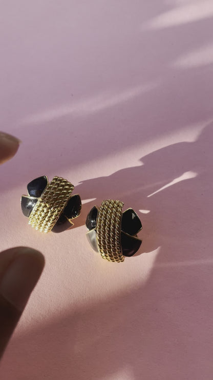 Vintage Gold and Black Earrings