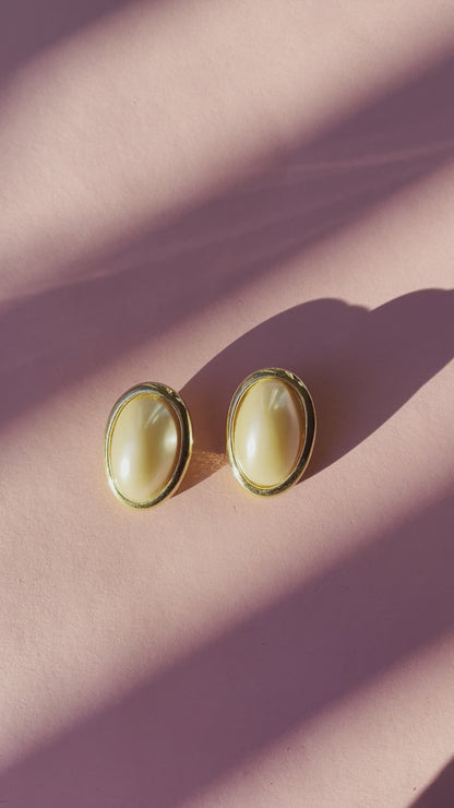 Vintage Gold Pearl Earrings