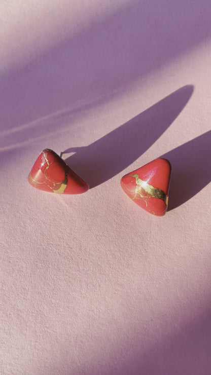 Vintage Red Triangle Earrings