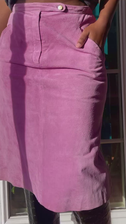 Suede Leather Lilac Skirt