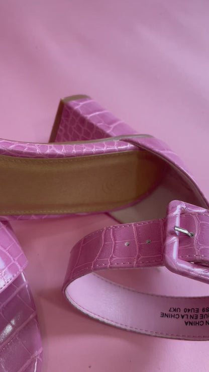 Pink ankle strap heels